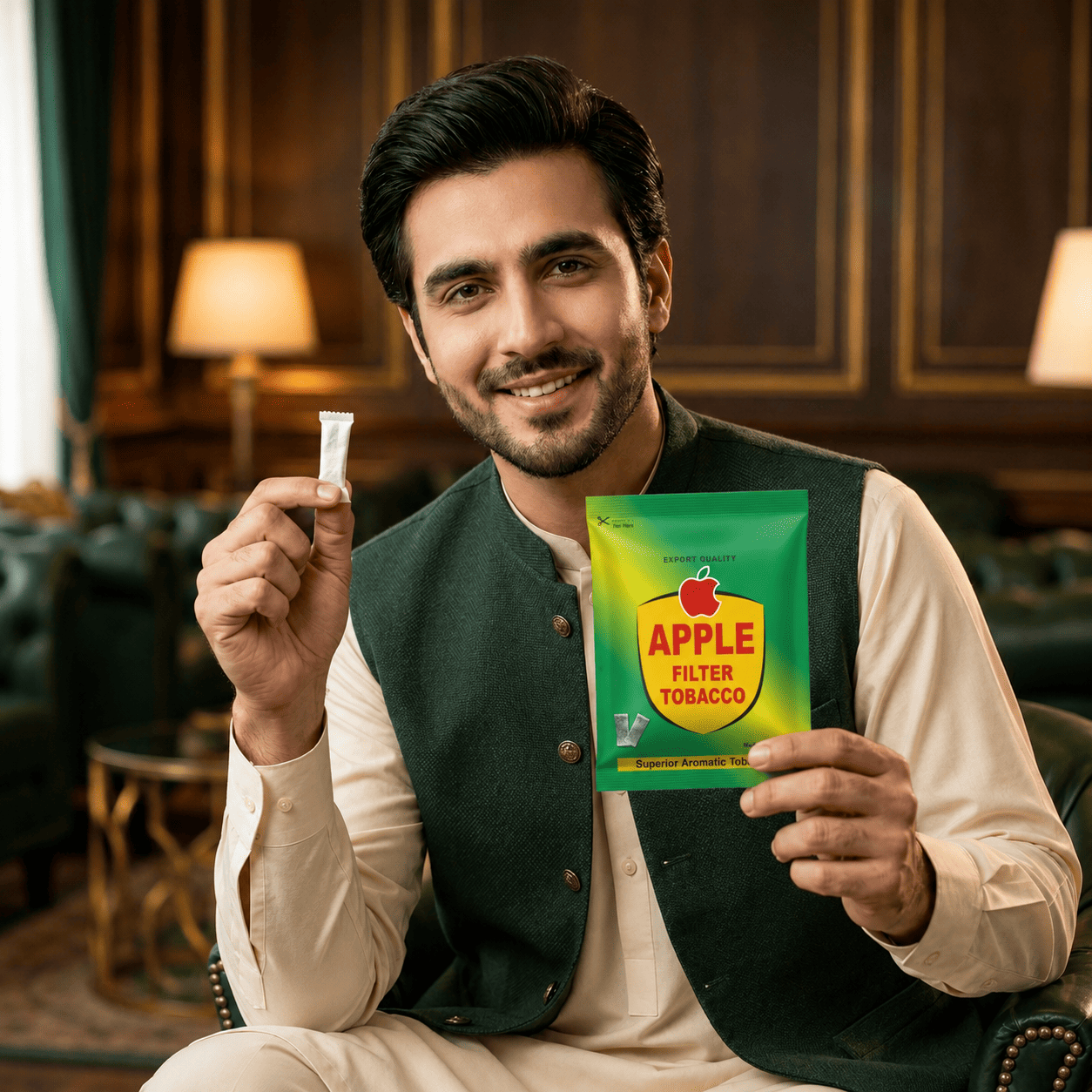 Apple Filter Tobacco — Superior Aromatic Filter Tobacco Pack, Export Quality, Made in Pakistan by Shahzada Khan and Sons